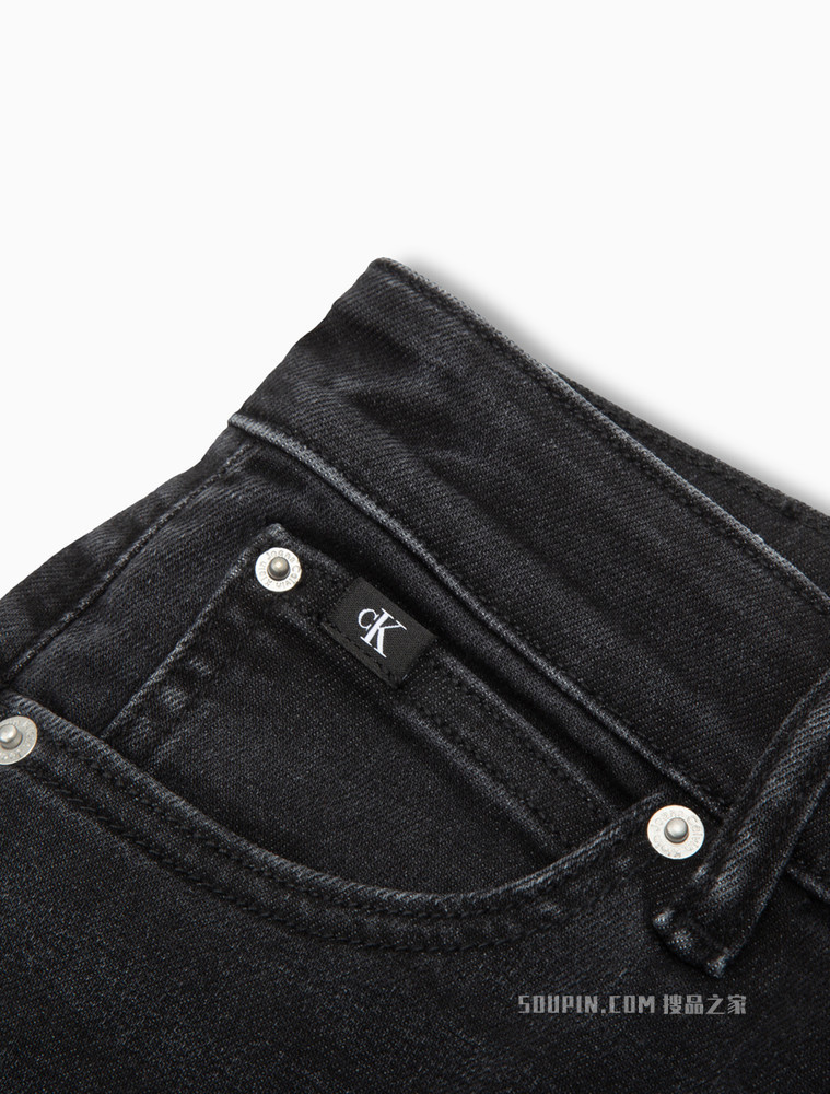 Calvin Klein 女士高腰合体紧身刺绣破洞九分牛仔裤J218733