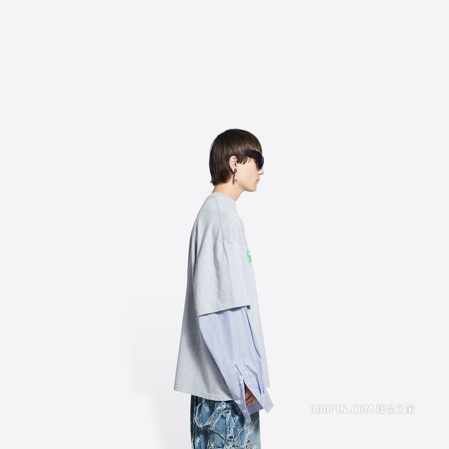 SLIME拼接袖T恤