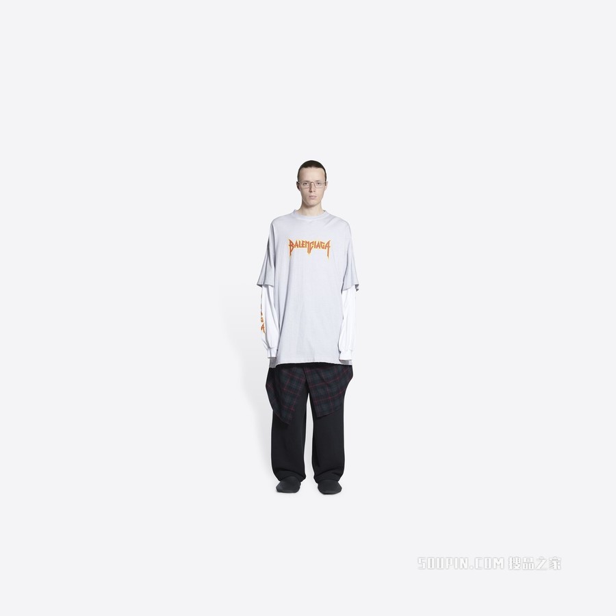 METAL拼接袖T恤