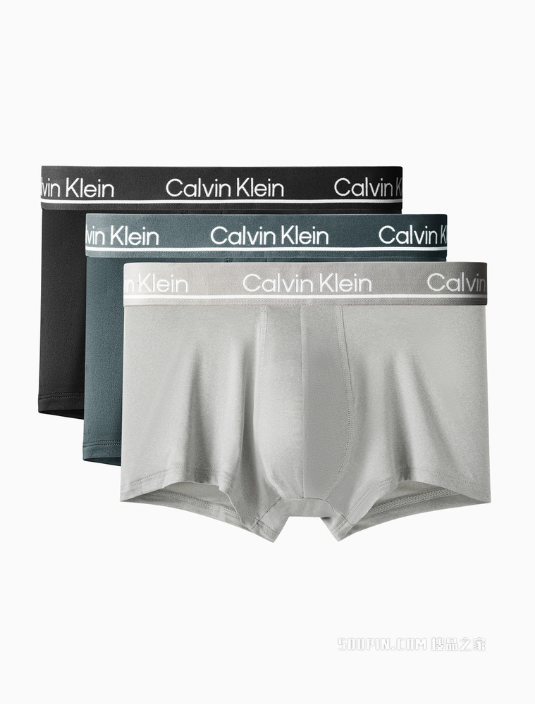 Calvin Klein 男士三条装LOGO腰边弹力轻薄平角内裤NP2443O