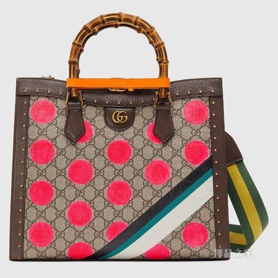 Gucci Diana竹节中号托特包 GG Supreme帆布