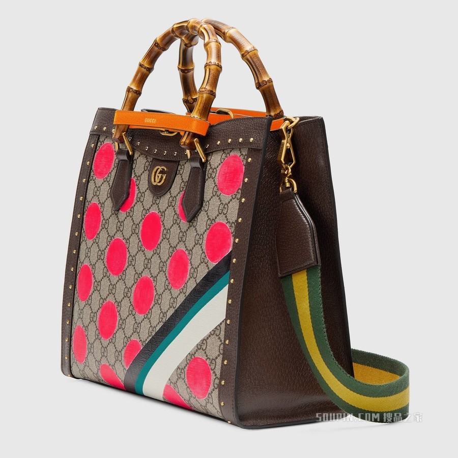 Gucci Diana竹节中号托特包 GG Supreme帆布