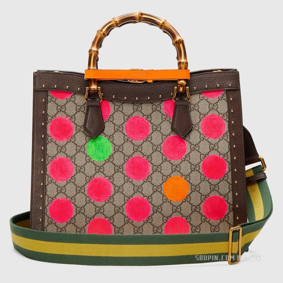 Gucci Diana竹节中号托特包 GG Supreme帆布