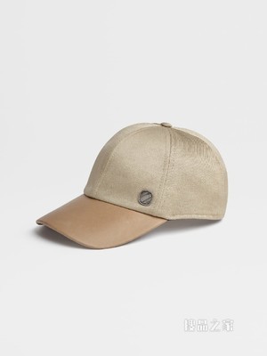 米色棉及大麻混纺材质 Z 字复古标识棒球帽