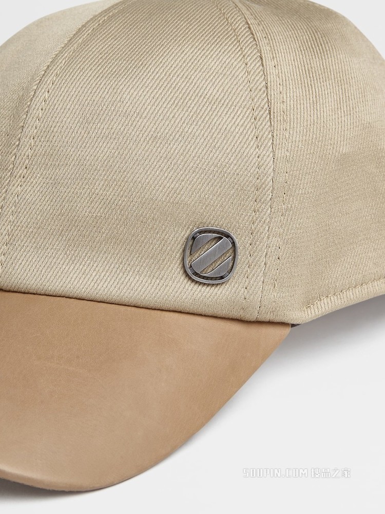 米色棉及大麻混纺材质 Z 字复古标识棒球帽
