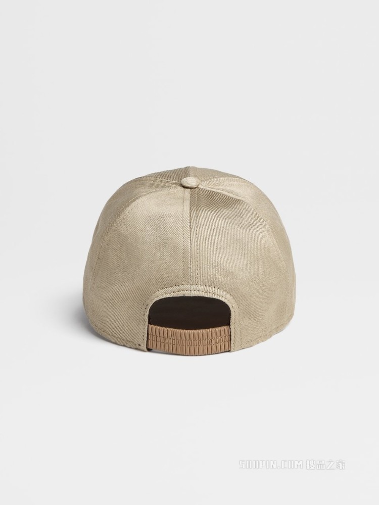米色棉及大麻混纺材质 Z 字复古标识棒球帽