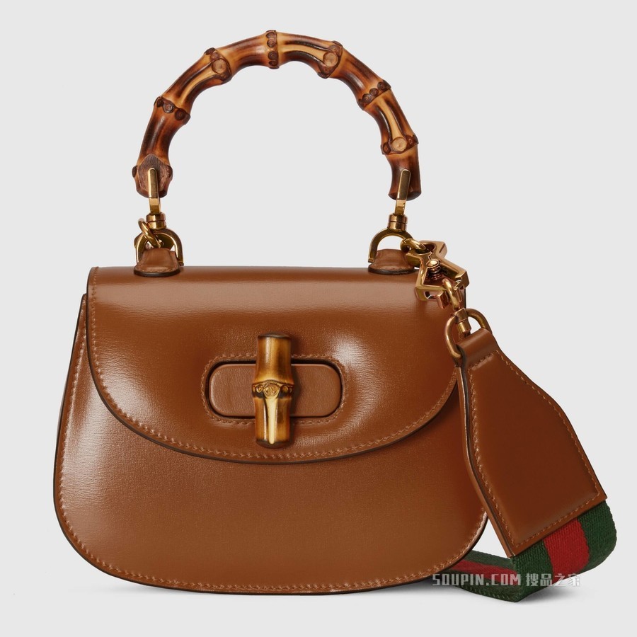 Gucci Bamboo 1947 迷你手提包 棕色皮革