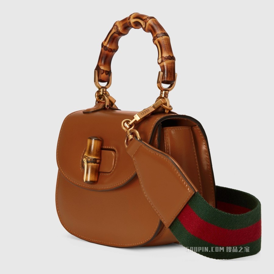 Gucci Bamboo 1947 迷你手提包 棕色皮革