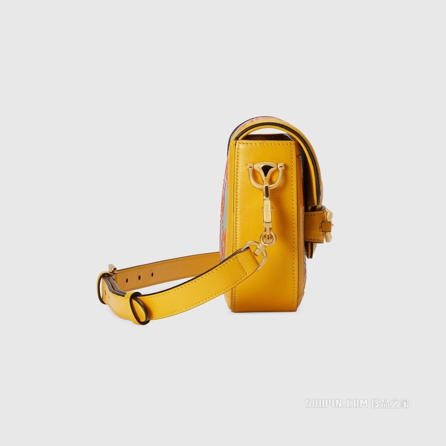Gucci 马衔扣1955系列GG迷你手袋 浅蓝色和橙色