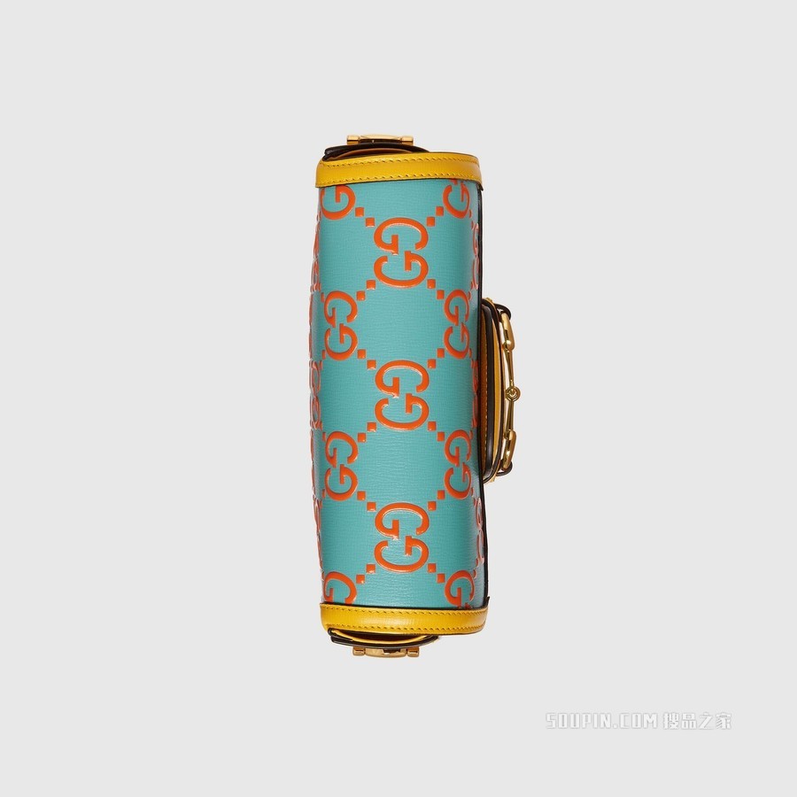 Gucci 马衔扣1955系列GG迷你手袋 浅蓝色和橙色