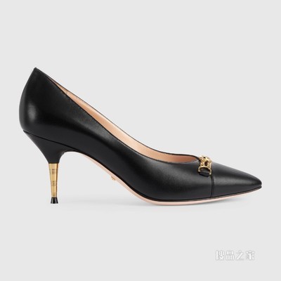 女士链条浅口鞋 黑色皮革
