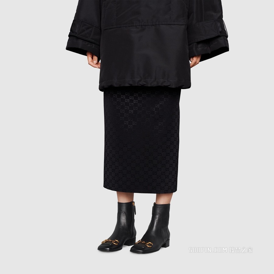女士马衔扣靴子 黑色皮革