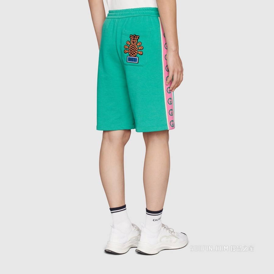 Gucci Pineapple系列针织棉短裤 绿色