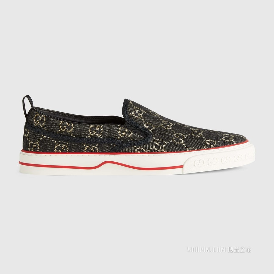 Gucci Tennis 1977系列男士便鞋 黑色GG丹宁面料