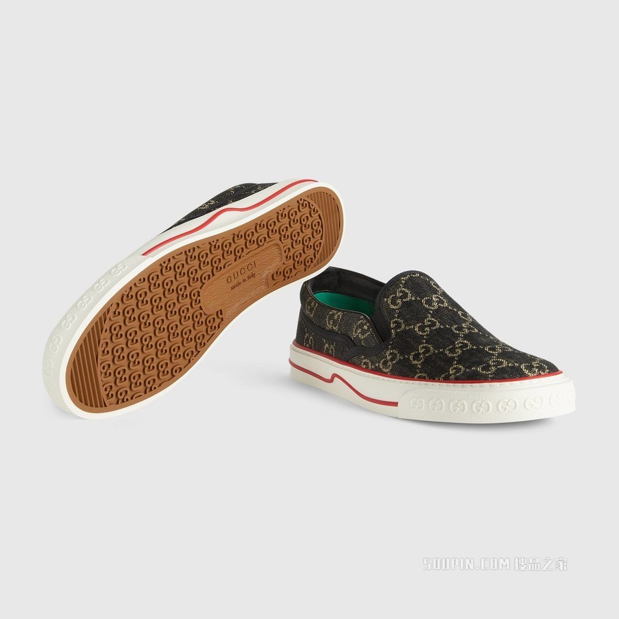 Gucci Tennis 1977系列男士便鞋 黑色GG丹宁面料
