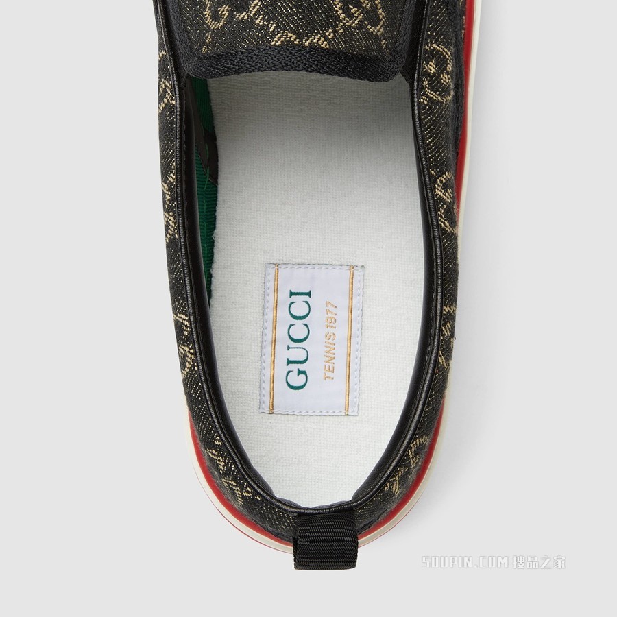 Gucci Tennis 1977系列男士便鞋 黑色GG丹宁面料