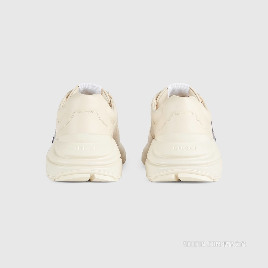Rhyton系列饰“Lemon Gucci”印花男士运动鞋 象牙白色皮革