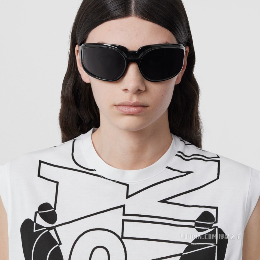 蒙太奇印花棉质无袖上衣 (白色) - 女士