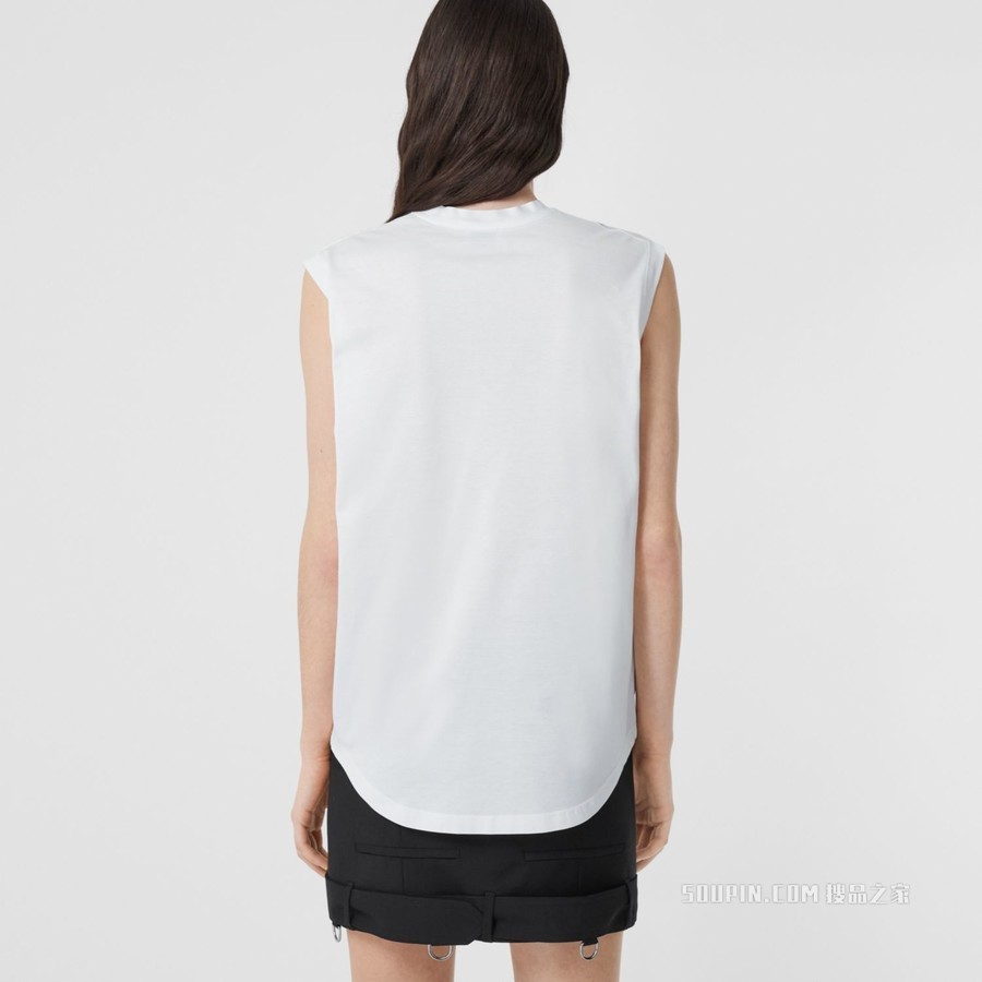 蒙太奇印花棉质无袖上衣 (白色) - 女士