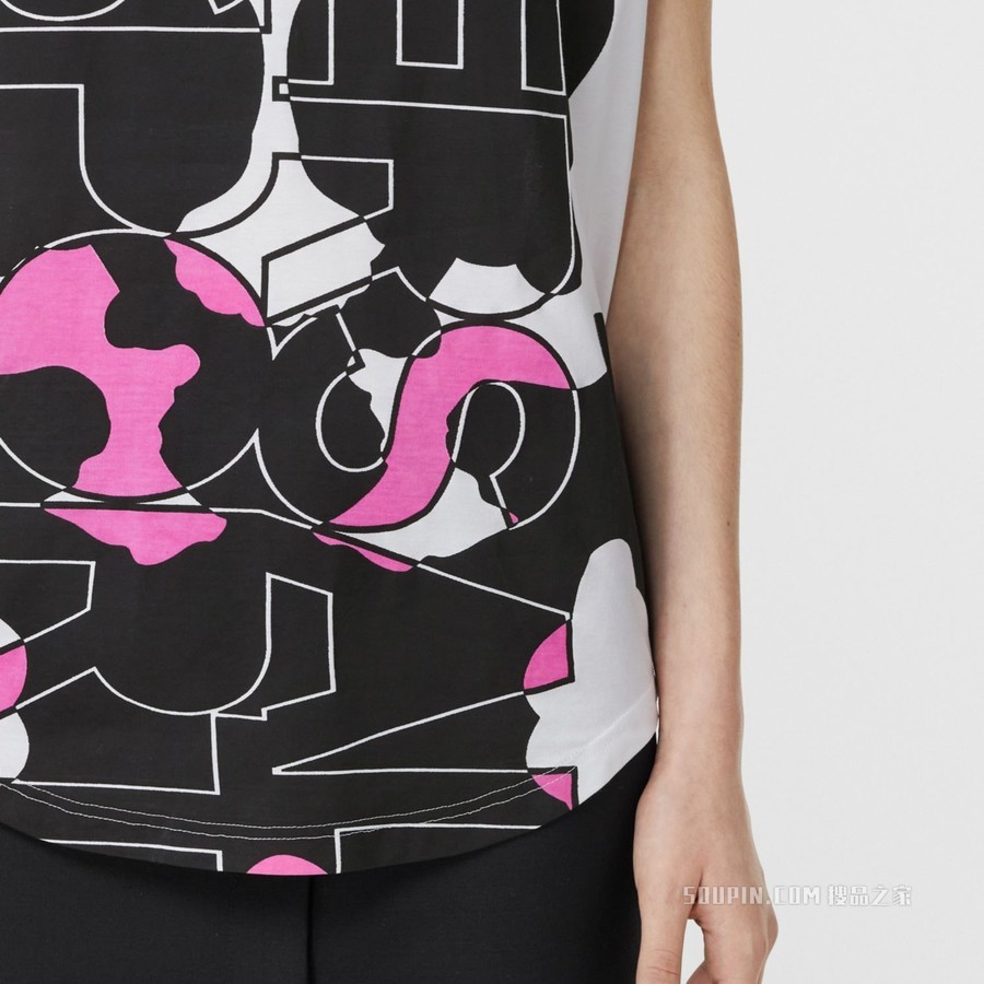 蒙太奇印花棉质无袖上衣 (白色) - 女士