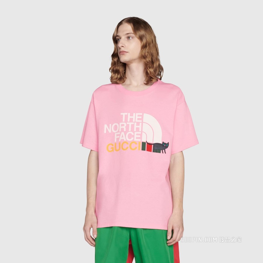 The North Face x Gucci联名系列T恤 浅粉色