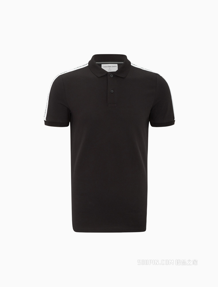 Calvin Klein 男士时尚翻领撞色LOGO织带短袖POLO衫J320598
