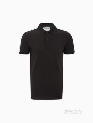 Calvin Klein 男士时尚翻领撞色LOGO织带短袖POLO衫J320598