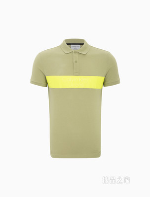 Calvin Klein 男士纯棉撞色胶质LOGO条翻领短袖POLO衫J320944