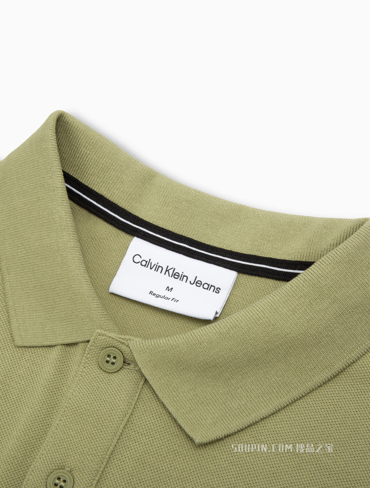 Calvin Klein 男士纯棉撞色胶质LOGO条翻领短袖POLO衫J320944