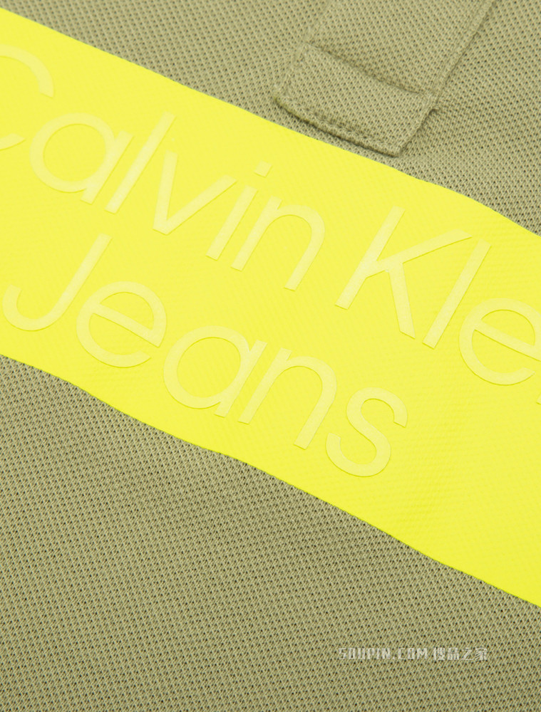 Calvin Klein 男士纯棉撞色胶质LOGO条翻领短袖POLO衫J320944