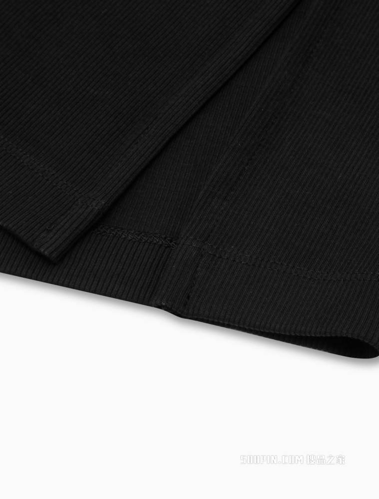 Calvin Klein 女士时尚圆领螺纹刺绣LOGO开叉连衣裙J218405