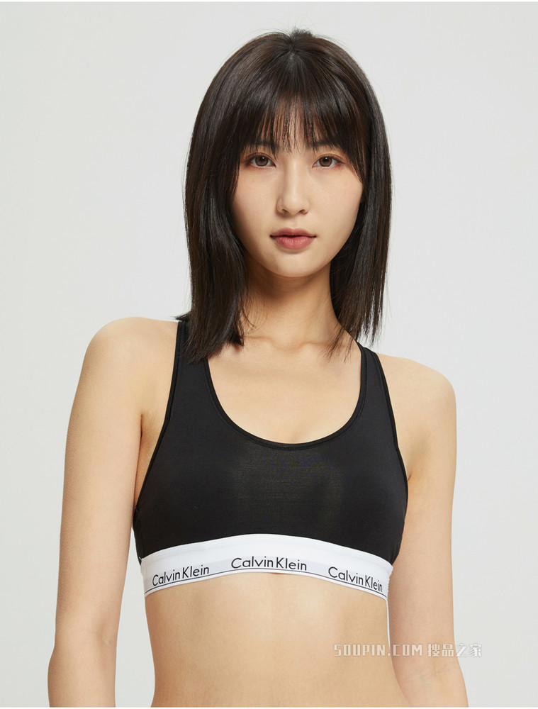 Calvin Klein 女士薄衬垫无钢圈循环LOGO提花工字背心式文胸F3785AD