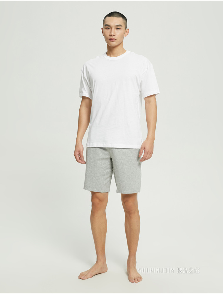 Calvin Klein男士三件装圆领棉质舒适休闲居家短袖上衣NB3061