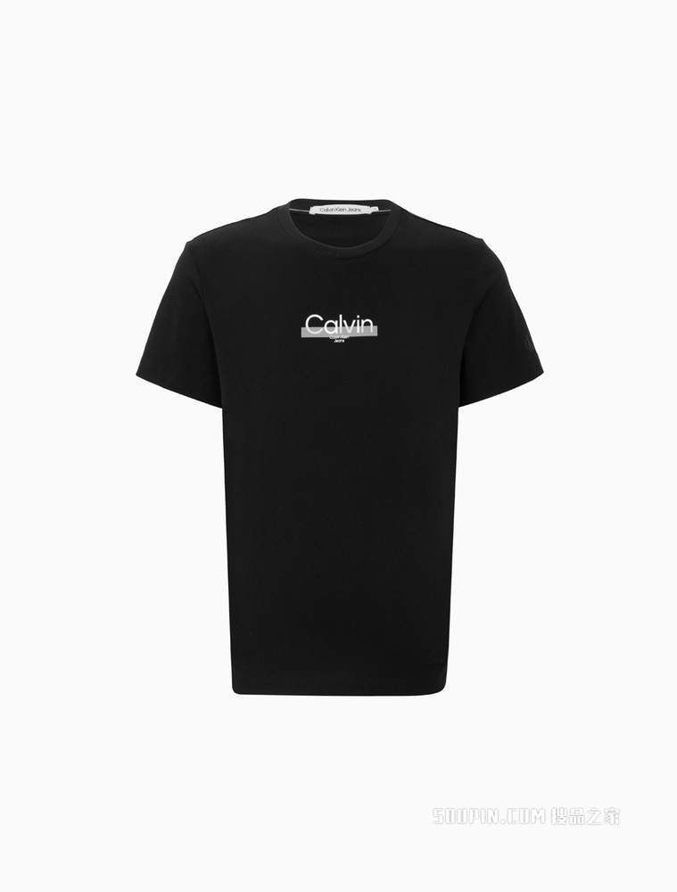 Calvin Klein 男士休闲圆领纯棉荧光色印花LOGO短袖T恤J320570