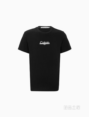 Calvin Klein 男士休闲圆领纯棉荧光色印花LOGO短袖T恤J320570