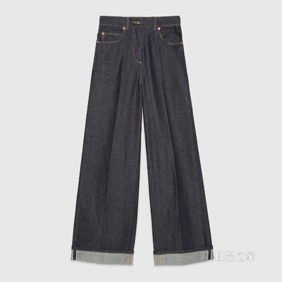 饰马衔扣牛仔裤 深蓝色