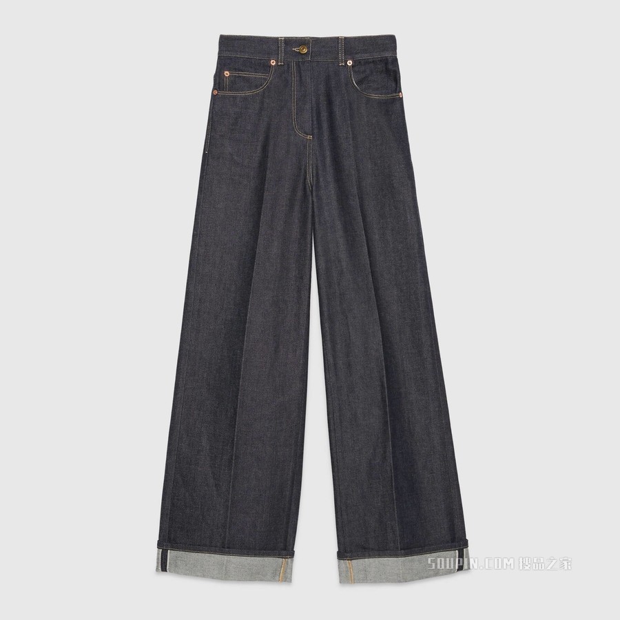 饰马衔扣牛仔裤 深蓝色