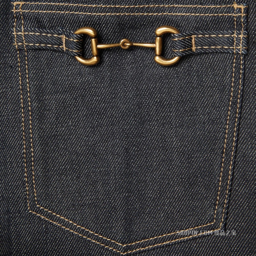 饰马衔扣牛仔裤 深蓝色