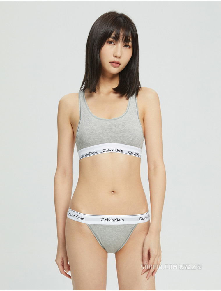 Calvin Klein 女士薄衬垫无钢圈循环LOGO提花工字背心式文胸F3785AD