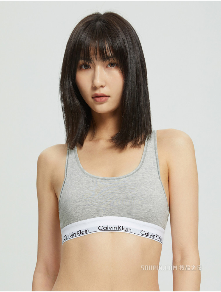 Calvin Klein 女士薄衬垫无钢圈循环LOGO提花工字背心式文胸F3785AD