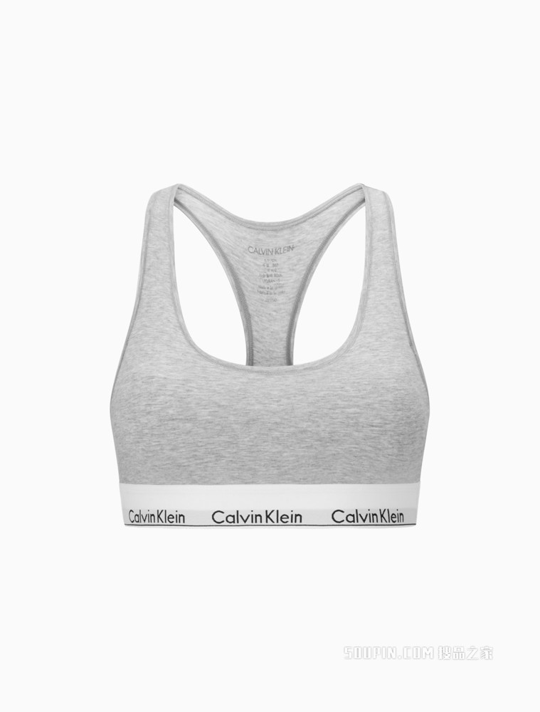 Calvin Klein 女士薄衬垫无钢圈循环LOGO提花工字背心式文胸F3785AD