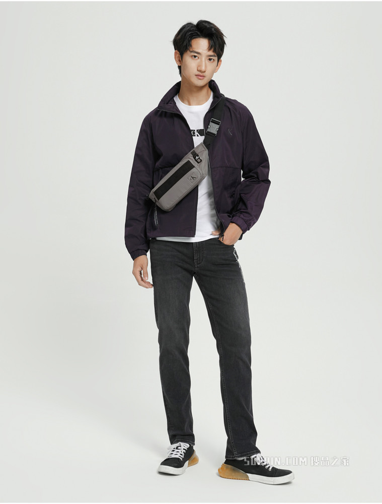 Calvin Klein 男士可调节插扣拉链LOGO织标经典腰包HH3079