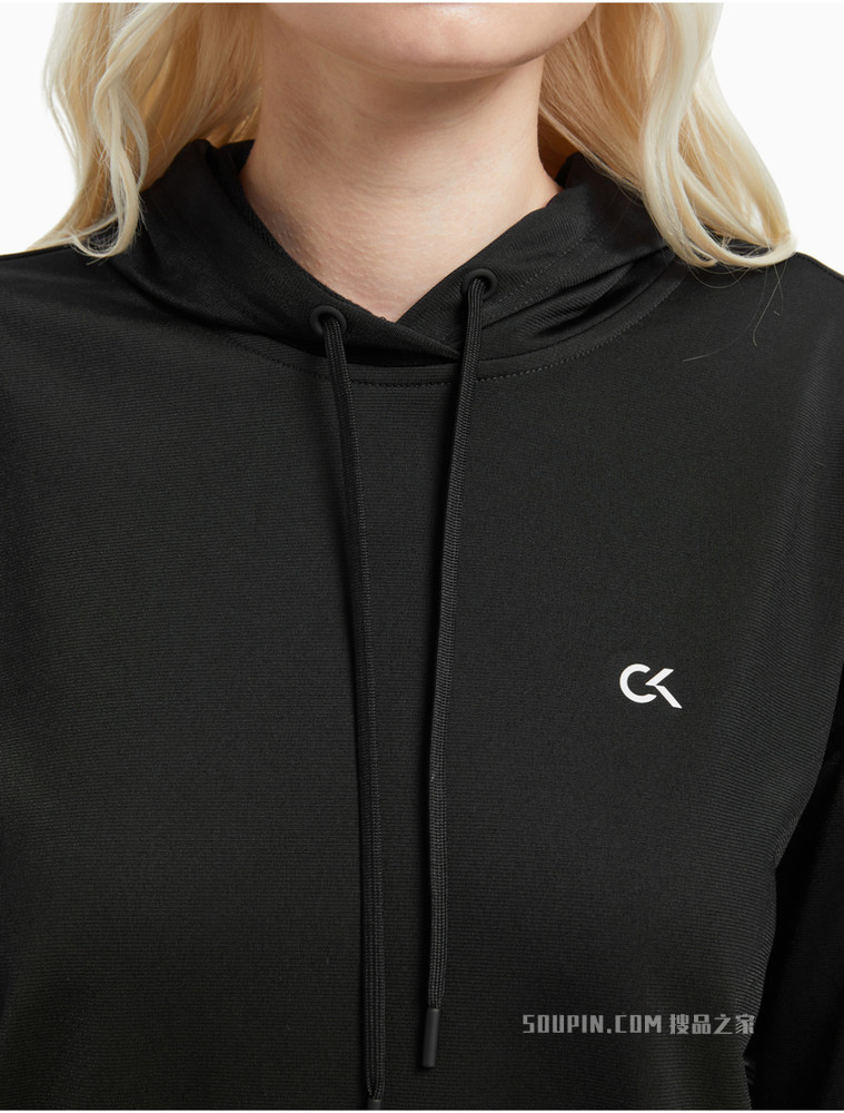 Calvin Klein 女士连帽织带提花LOGO抽绳时尚卫衣4WF1W305