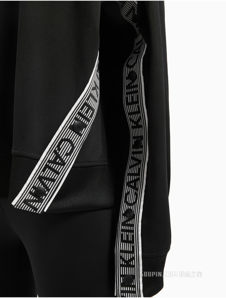 Calvin Klein 女士连帽织带提花LOGO抽绳时尚卫衣4WF1W305