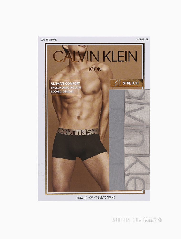 【炫光引力带】Calvin Klein 男士哑光色醒目LOGO腰边贴身平角内裤NB2540