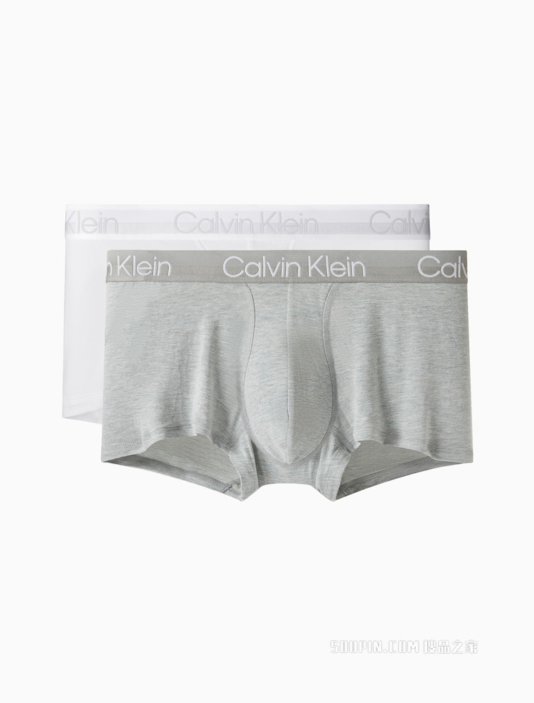 Calvin Klein 男士两条装时尚简约循环LOGO腰边透气贴身平角内裤NB2972