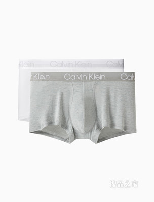 Calvin Klein 男士两条装时尚简约循环LOGO腰边透气贴身平角内裤NB2972