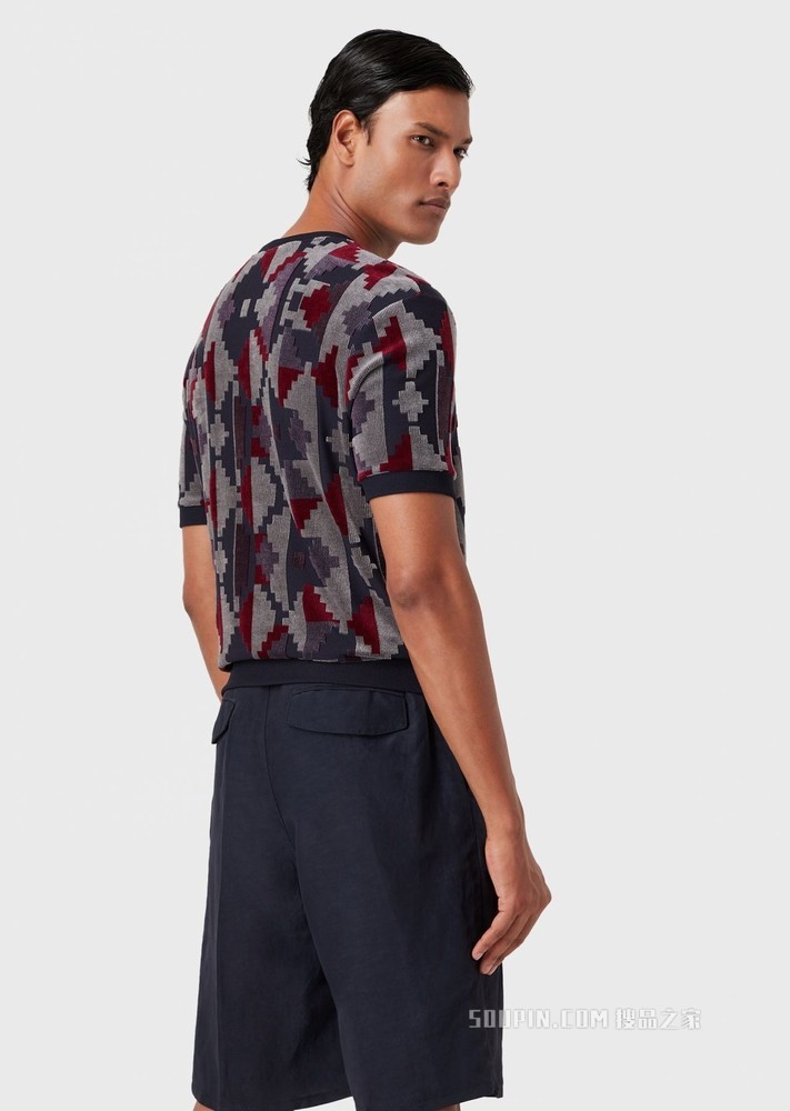 RESORT 胶囊系列几何提花短袖针织衫 | Giorgio Armani