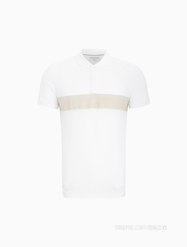 Calvin Klein 男士纯棉撞色胶质LOGO条翻领短袖POLO衫J320944