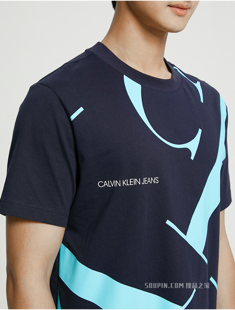 Calvin Klein男装时尚简约醒目LOGO印花纯棉圆领短袖T恤J317893